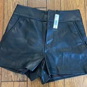 Alice & Olivia black lamb leather shorts